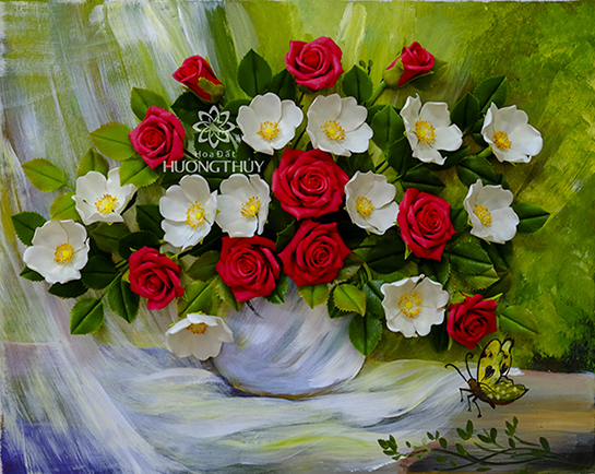 Tranh hoa hồng đỏ - Hoa Đất Hương Thủy
